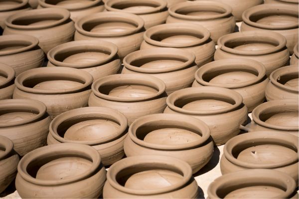 Brown ceramic pots